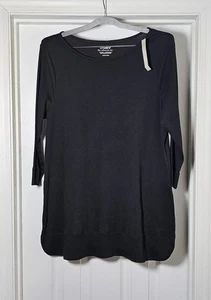 Chico's The Ultimate Tee Tunic Shirt Size 2 Supima Cotton 3/4 Sleeve Black Large - Picture 1 of 5