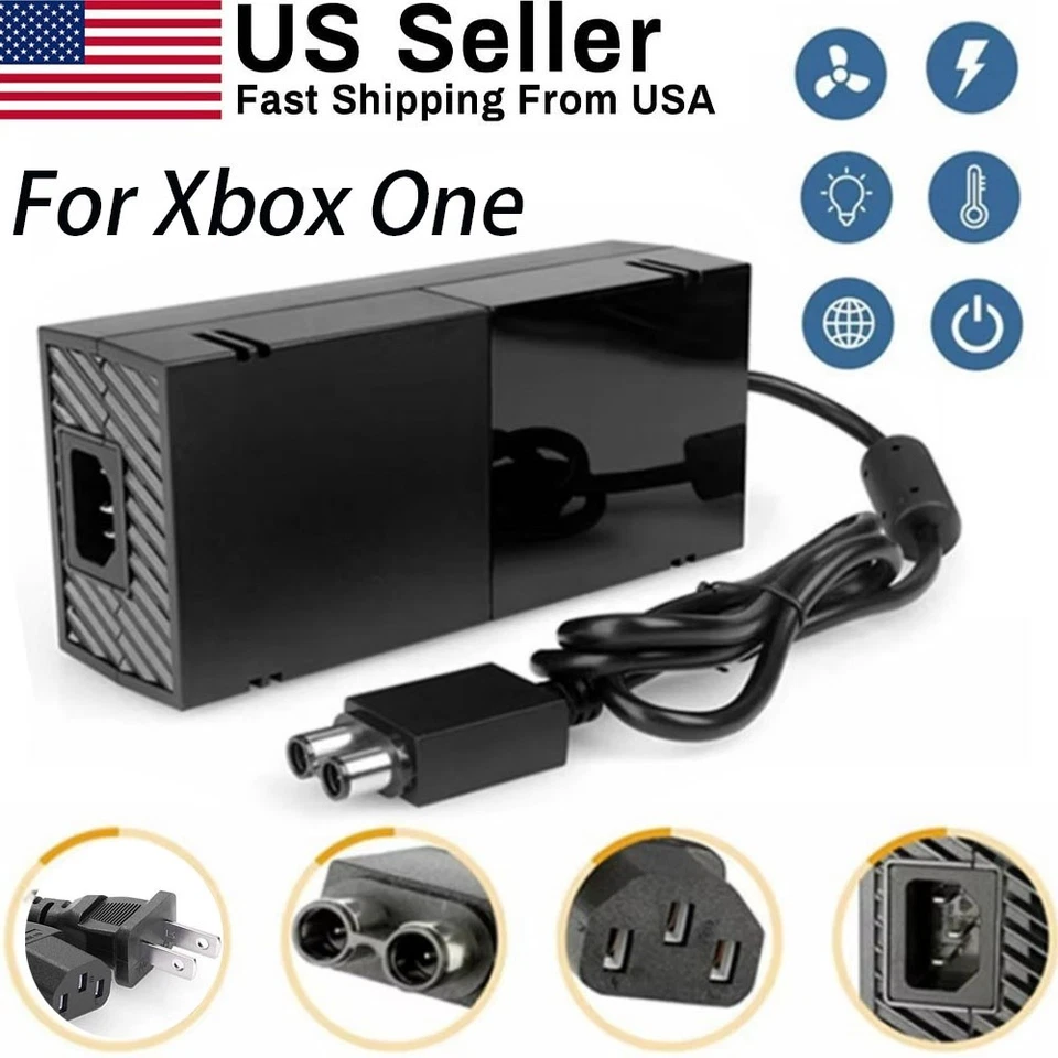 Adaptador de CA para consola Microsoft Xbox One cargador de ladrillo cable de alimentación negro Foto 1 de 4