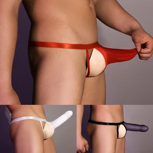 Mens Jockstrap G-String Sexy Underwear Pouch Briefs Low Rise Shiny Underpants - Picture 1 of 26