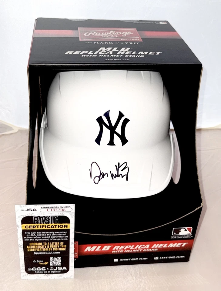 Casco de bateo tamaño completo cromado firmado por Don Mattingly New York Yankees JSA Foto 1 de 3
