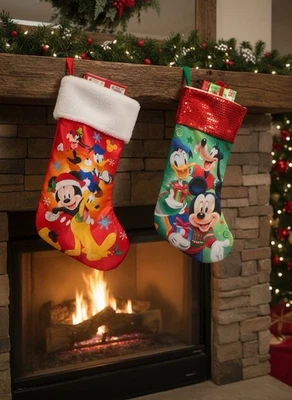 "Medias de Navidad Disney/Juego de 2 medias/Mickey Donald Goofy Pluto - 15"" de largo" Foto 1 de 4