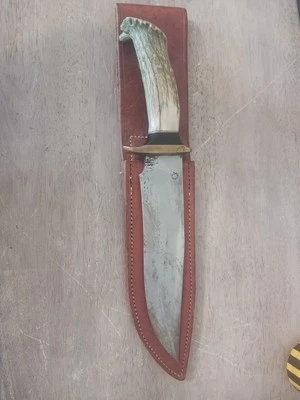 ELK CUSTOM HANDMADE HUNTING BOWIE BLADE KNIFE STAG HANDLE & SHEATH - Image 1 of 4