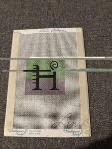 Letter H Hand Painted Needlepoint Canvas Whimsical Alphabet Monogram 18 Count - Picture 1 of 5