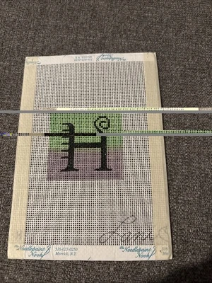 Letter H Hand Painted Needlepoint Canvas Whimsical Alphabet Monogram 18 Count - Image 1 of 4