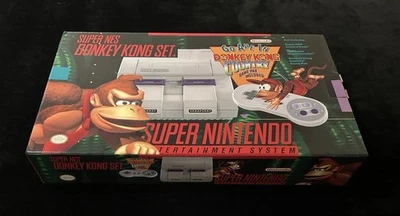 SET CONSOLE SNES 16 BIT SUPER NINTENDO DONKEY KONG (NUOVO DI ZECCA) SUPER MINTY SET!! - Immagine 1 di 4