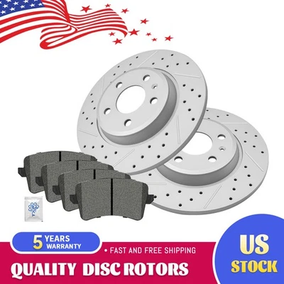 Rear Disc Brake Rotors & Ceramic Brake Pads for Audi A4 A5 Quattro Allroad Q5 - Image 1 of 4