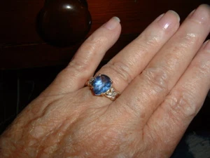 HSN 14kt GOLD OVER STERLING CREATED TANZANITE RING SIZE 7.5 MARKED DOWN! - Picture 1 of 2
