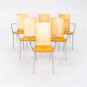 1990s Set of Six Philippe Starck for Driade Olly Tango Dining Arm Chairs Beech - Picture 1 of 11