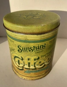 Vintage Sunshine Coffee Canister Tin 1979 Pentron Industries Inc. Rim Has Rust - Picture 1 of 16