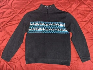New XG Boy's Black with Blue/White Accents Cotton Sweater Size M Medium 10/12 Y - Picture 1 of 3
