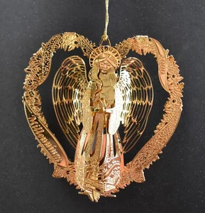 De colección 2000 Danbury Mint Millennium Angel 23kt Chapado en Oro Adorno de Navidad Corazón - Imagen 1 de 2
