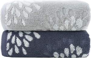 Hand Towels Set of 2 Hydrangea Floral Pattern 100% Cotton Absorbent Soft Decorat - Picture 1 of 7