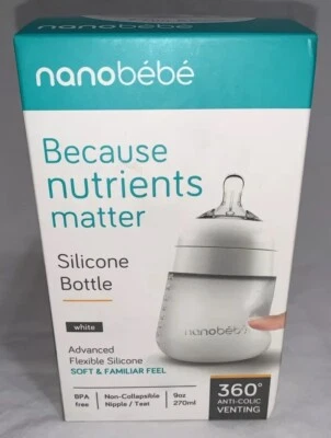 Nanobebe 360 degree Anti-Colic Flexy Silicone Baby Bottles Vented-5oz- White - Image 1 of 4
