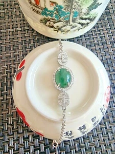 Pulsera de Plata 925 Genuina Translúcida Verde Claro 2,25 quilates (Tipo A) - Imagen 1 de 12