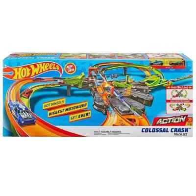 Hot Wheels Colossal Crash Track Set w/(2) 1:64 Scale Hot Wheels Vehicles New - Image 1 of 4