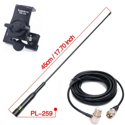 Antena de radio de doble banda Nagoya NL-R3 144/430 MHz VHF/UHF RB-66 clip base cable 5M Foto 1 de 4