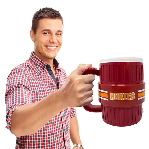 VIRGINIA TECH HOKIES  Water Cooler Mug - Beer Coffee Cup Stein Tailgating Gift Cover