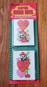 Super Mario Bros. 1989 Nintendo Self-Stick Valentine Shapes 10 Sticker NEU - Bild 1 von 3