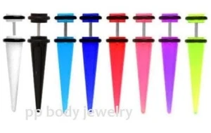 PAIR 0G FAKE TAPER UV Acrylic with O-Ring 16G - 1.2mm Steel Shafts Ear Plugs - Picture 1 of 1