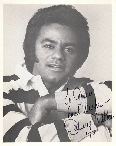 JOHNNY MATHIS HAND SIGNED 8x10 PHOTO+COA     RARE VINTAGE PHOTO 1977    TO JAMES Cover