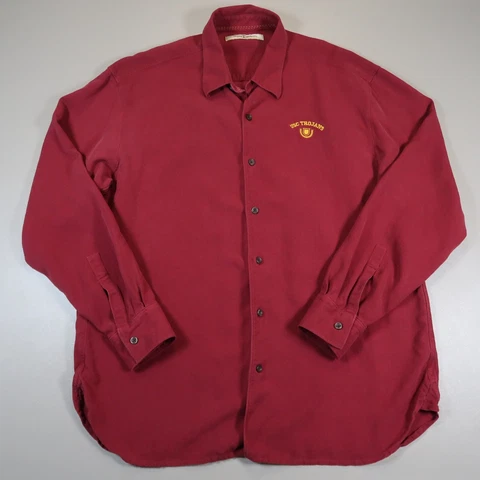 USC Trojans Shirt Mens Extra Large Red Tommy Bahama Silk Button Up Long Sleeve Cover