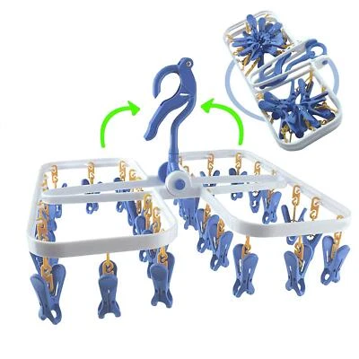 Estante seco colgante de plástico plegable 28 pinzas para ropa secador de viaje portátil Foto 1 de 4