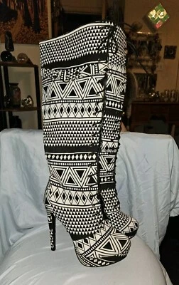 Botas AMI CLUBWEAR Tacones Altos Mujer Talla 8.5 Blanco y Negro Foto 1 de 4