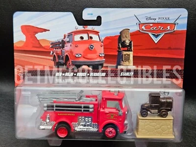 DISNEY PIXAR CARS RED FIRE TRUCK STANLEY 2 PACK 2023 SAVE 6% GMC - Image 1 of 2