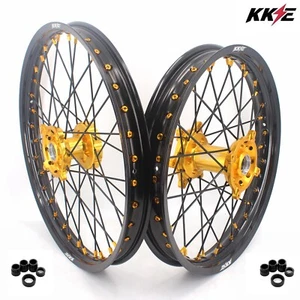 KKE 21/19 MX CNC Wheels Rim Set Straight Bolt On For SUZUKI RMZ250 450 2007-2024 - Picture 1 of 12