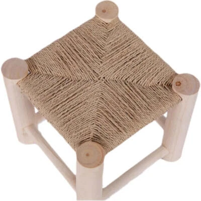 NNEOBA Hand-Woven Wooden Shoe Changing Stool - Beige Pine Stool with Non-Slip Su - Image 1 of 4