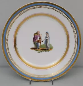 Antiguo plato de cena de porcelana de París del siglo XIX con escena de caridad #2 de 2 - Imagen 1 de 5