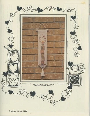 Mosey N Me Blocks of Love Cherub Hearts Counted Cross Stitch Pattern - Image 1 of 2