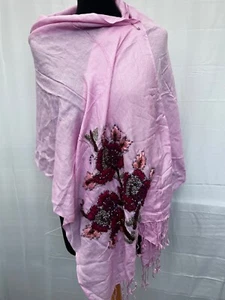 Embellished wrap shawl rectangle tasselled woven cotton womens - Picture 1 of 3