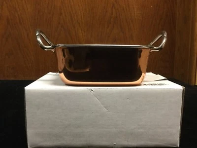 Mini sartén cuadrada Winco de acero inoxidable de 4-1/2" enchapada en cobre Foto 1 de 4