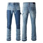 Unisex Four Seasons New Retro Blue Mid-low Waist Slim Bell-bottomed pants Jeans