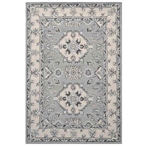 Rosalyn Grey Ivory Transitional Vintage Wool Floor Rug - 3 Sizes - Picture 1 of 6