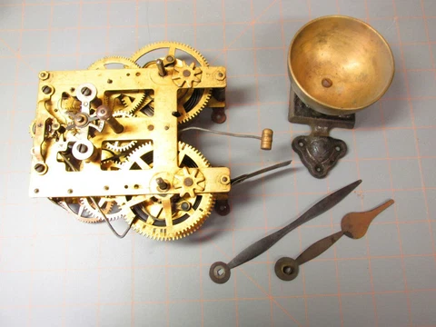 Old Clock work mechanism large Gears Brass  parts repair steam estate find LA Cover