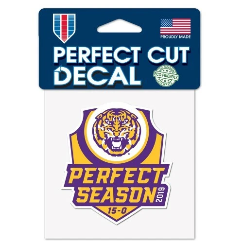 LSU TIGERS 2019 NATIONAL CHAMPIONS PERFECT CUT DECAL 4"X4" WINDOWS NCAA LICENSED - Image 1 of 1