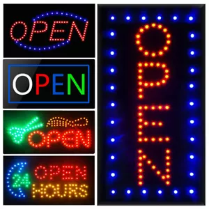 Luce LED luminosa al neon insegne APERTE insegna aziendale display movimento animato con ON OFF - Foto 1 di 42