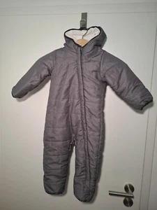 Kinder Schneeanzug, grau, mit Bärchenkapuze, EUR 74/80, umschlagbare Ärmel/Füße - Bild 1 von 6