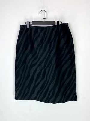 Falda Valentino Vintage Midi Lápiz Estampado Cebra Negra Seda Mezcla Lino Talla 16 Foto 1 de 4