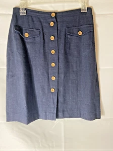 Vintage FPSA 2-Pocket Button-up Marineblau Rock Größe 6 Leinen und Hanf - Bild 1 von 7