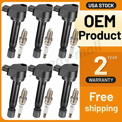 6 Ignition Coil Pack and Spark Plugs UF424 For 2000-2002 Honda Accord 3.0L V6 - Image 1 of 4