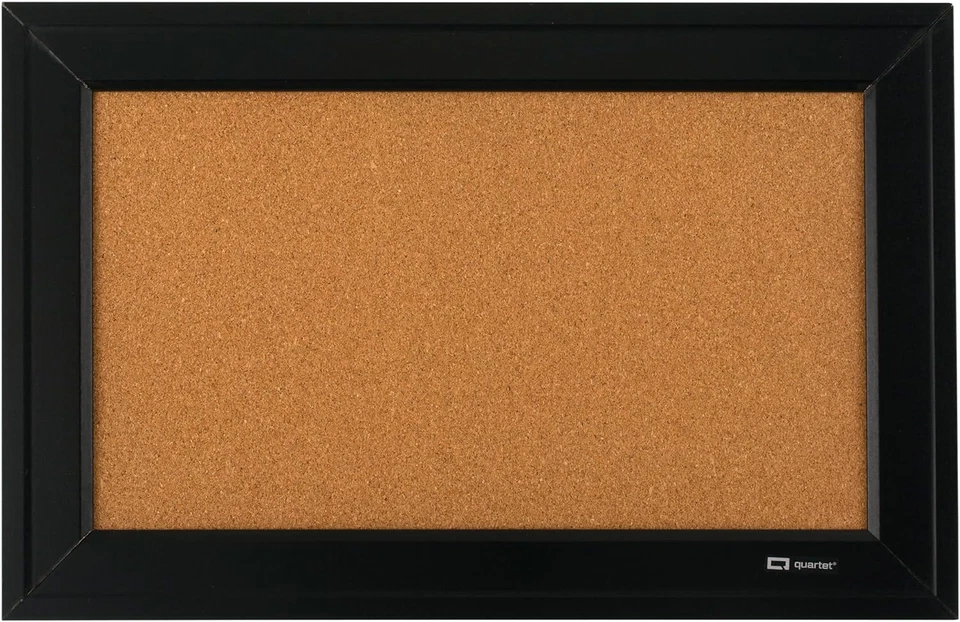 Quartet Cork Bulletin Board, Framed Corkboard, 11” X 17”, Black Frame, Message B - Image 1 of 4
