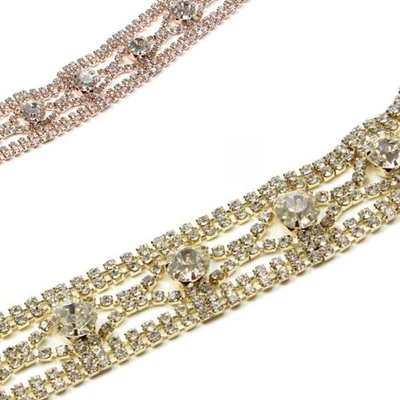 Cintura donna elegante per abiti con strass luminosi regolabile da cerimonia - Immagine 1 di 3