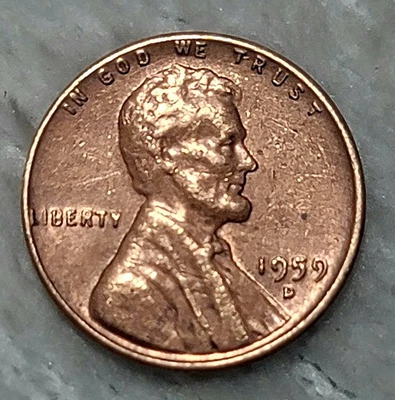 1959 D Lincoln Penny Error “L”   In Liberty & Letters on Top Rim - Errors RARE - Image 1 of 4