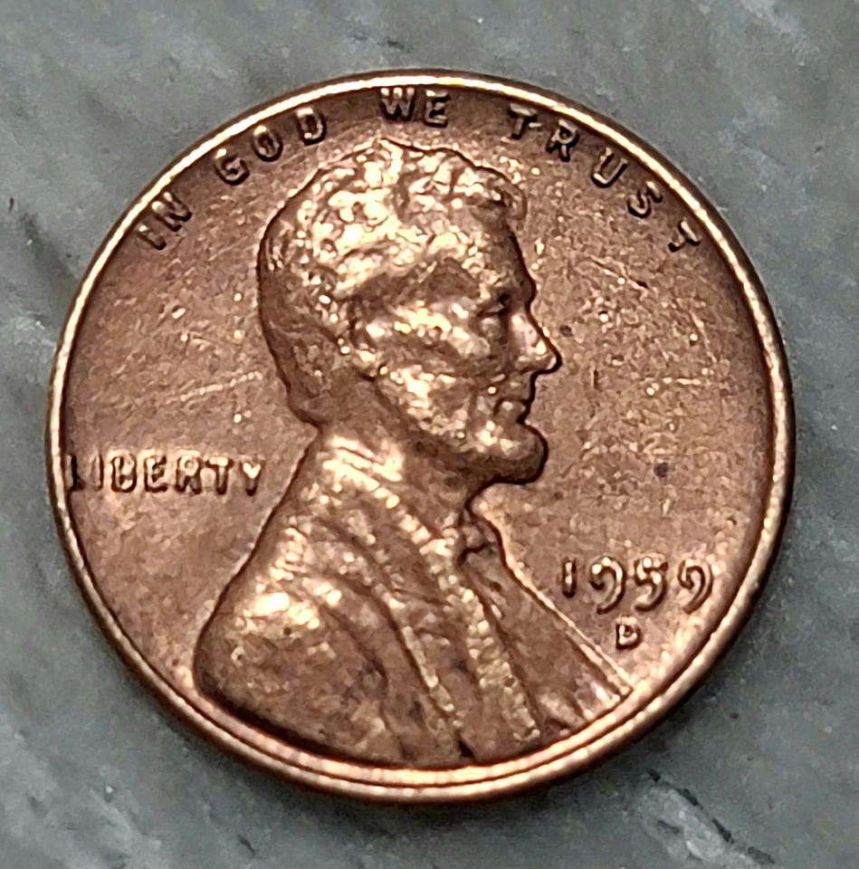 1959 D Lincoln Penny Error “L”   In Liberty & Letters on Top Rim - Errors RARE - Image 1 of 4