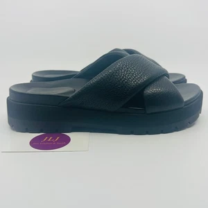 Vionic Women's Vesta Black Leather Platform Comfort Slide Sandals Size 7.5 - Picture 1 of 11