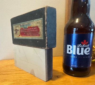 Pike Belgian Deep Rock Coticule Barber Razor Hone Sharpening Stone w/labeled Box - Image 1 of 4