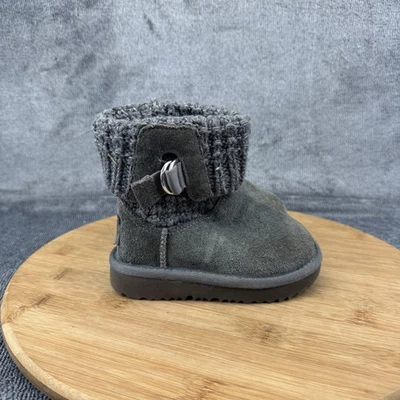 Botas UGG Juveniles Talla 6 Gris Gamuza Tejido Puño Tobillo Invierno Cálidas Niño Pequeño Acogedoras Foto 1 de 4